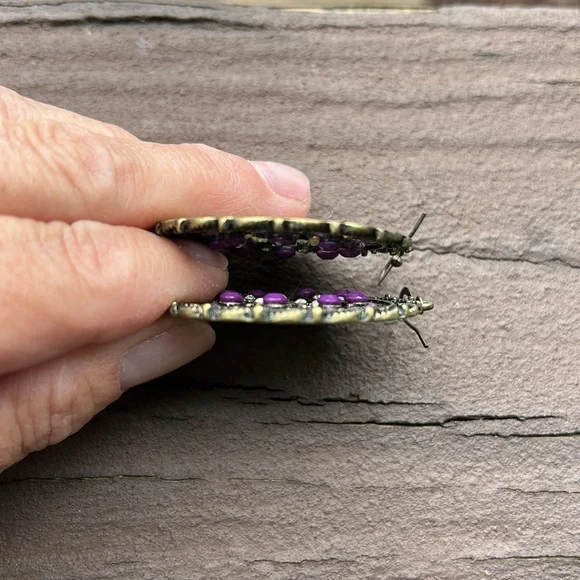 Beautiful Vintage Purple Earrings - Picture 6 of 8
